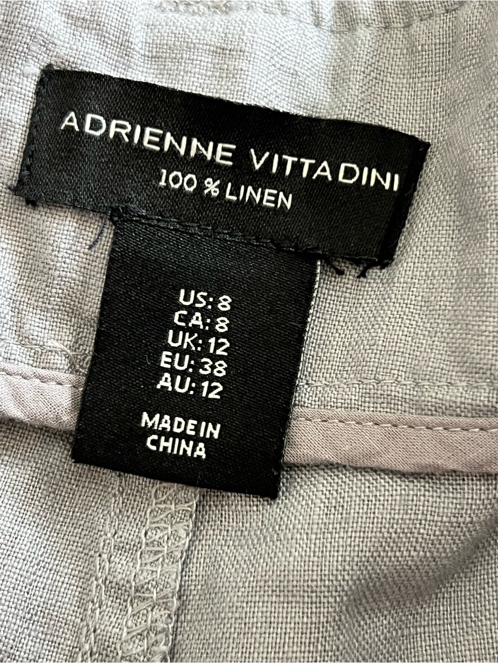 Adrienne Vittadini Light Gray Wide-Leg 100% Linen Pants Size 8 NWOT - Picture 3 of 11